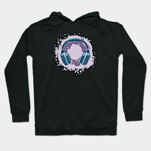 Headphones Art, Blue & Purple Vintage Hoodie